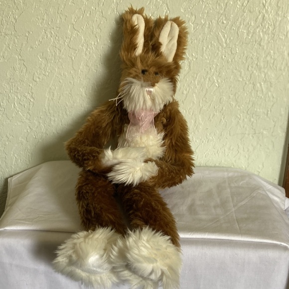 Fiesta 17 inch hanging Shaggy Rabbit ears adjustable Brown Eyes with Thread nose - Picture 4 of 9